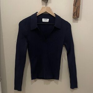 Old Navy Deep Blue Ribbed Knit Top
